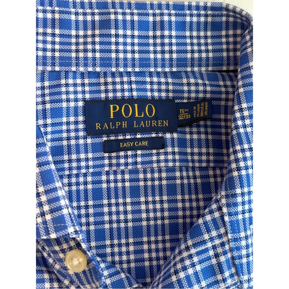 NWOT Ralph Lauren Polo “Easy Care” Blue Plaid Oxford Button Down Sz. 15.5 - Picture 6 of 6